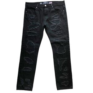 Damati Jeans Los Angeles Thrashed Straight Black Jeans